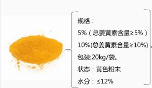 姜黃提取物；蛋雞水產(chǎn)飼料；含量5%-10%姜黃素；提高蛋雞產(chǎn)蛋率和蛋殼質(zhì)量