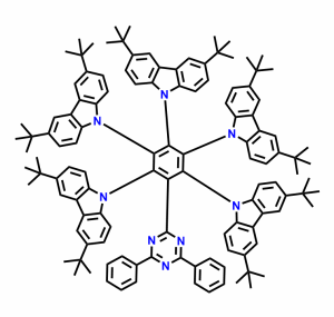 9,9'，9''，9''-（6-（4,6-二苯基-1,3,5-三嗪-2-基）苯-1,2,3,4,5-戊基）五（3,6-二叔丁基-9H-咔唑）||CAS号：2292219-15-7科研现货产品 产品图片