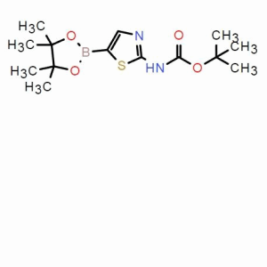 2-(叔丁氧羰基氨基)噻唑-5-硼酸頻哪醇酯；CAS：1245252-99-6