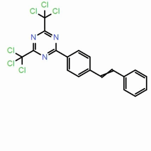 1,3,5-三嗪,2-[4-(2-苯基乙烯基)苯基]-4,6-雙(三氯甲基)-；CAS：97802-84-1