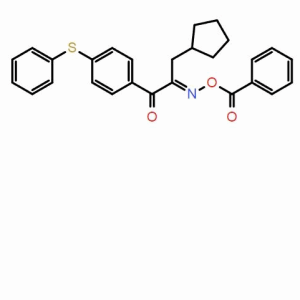 1-[4-(苯硫基)苯基]-3-環戊基丙烷-1,2-二酮-2-(O-苯甲酰肟)；CAS：1206525-75-8